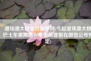 港珠澳大桥金巴购票网(今起港珠澳大桥巴士车票限售，乘车须提前在微信公号预定)