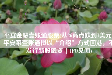 平安金融壹账通股票(从26高点跌到1美元，平安系壹账通拟以“介绍”方式回港，不发行新股融资 | IPO见闻)