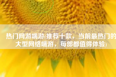 热门网游端游(推荐十款，当前最热门的大型网络端游，每部都值得体验)