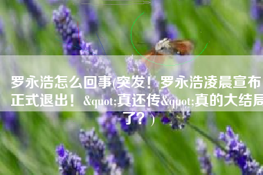 罗永浩怎么回事(突发！罗永浩凌晨宣布：正式退出！"真还传"真的大结局了？)