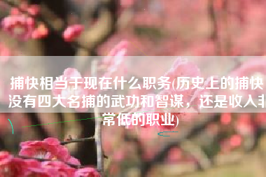 捕快相当于现在什么职务(历史上的捕快：没有四大名捕的武功和智谋，还是收入非常低的职业)