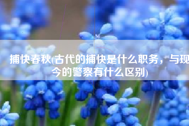 捕快春秋(古代的捕快是什么职务，与现今的警察有什么区别)