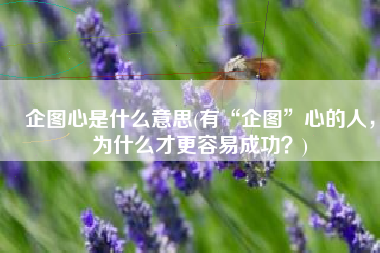 企图心是什么意思(有“企图”心的人，为什么才更容易成功？)