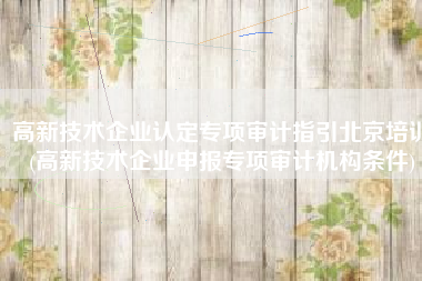 高新技术企业认定专项审计指引北京培训(高新技术企业申报专项审计机构条件)