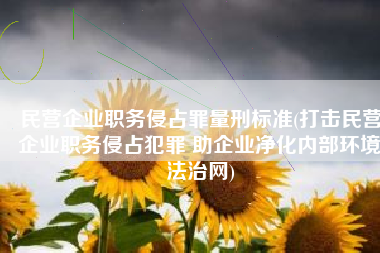 民营企业职务侵占罪量刑标准(打击民营企业职务侵占犯罪 助企业净化内部环境法治网)