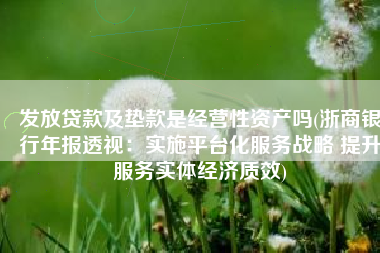 发放贷款及垫款是经营性资产吗(浙商银行年报透视：实施平台化服务战略 提升服务实体经济质效)