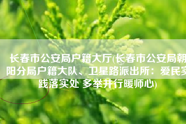 长春市公安局户籍大厅(长春市公安局朝阳分局户籍大队、卫星路派出所：爱民实践落实处 多举并行暖师心)