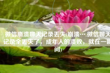 微信崩溃聊天记录丢失(崩溃….微信聊天记录全丢失了，成年人的溃败，就在一瞬间)