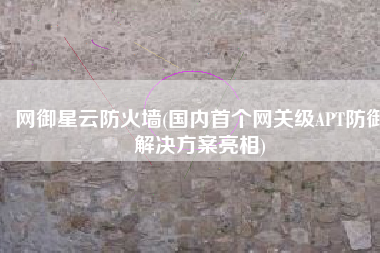 网御星云防火墙(国内首个网关级APT防御解决方案亮相)