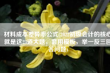 材料成本差异率公式(2022初级会计的核心就是这23道大题，套用模板，举一反三回答问题)