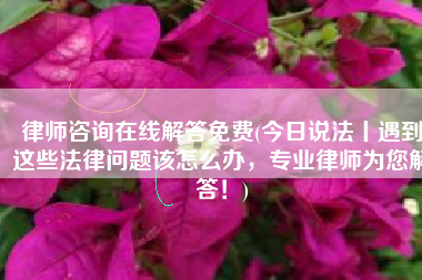 律师咨询在线解答免费(今日说法丨遇到这些法律问题该怎么办，专业律师为您解答！)
