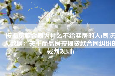 按揭贷款合同为什么不给买房的人(司法大数据：关于商品房按揭贷款合同纠纷的裁判规则)