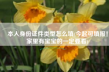 本人身份证件类型怎么填(今起可填报！家里有宝宝的一定要看)