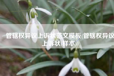 管辖权异议上诉状范文模板(管辖权异议上诉状(样本))