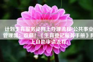 计划生育服务证网上办理流程(公共事业管理部：收藏！《生育登记服务手册》网上自助申请流程)