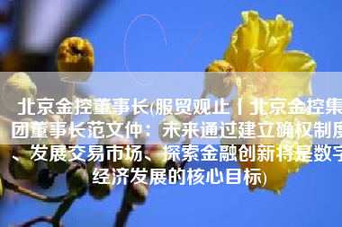 北京金控董事长(服贸观止丨北京金控集团董事长范文仲：未来通过建立确权制度、发展交易市场、探索金融创新将是数字经济发展的核心目标)