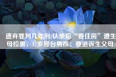 遗弃罪判几年刑(认亲后“要住房”遭生母拉黑，17岁邢台男孩：要追诉生父母)