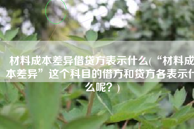 材料成本差异借贷方表示什么(“材料成本差异”这个科目的借方和贷方各表示什么呢？)