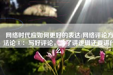 网络时代应如何更好的表达(网络评论方法论⑧：写好评论，除了讲逻辑还要讲什么)