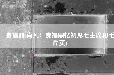 赛福鼎(肖凡：赛福鼎忆初见毛主席和毛岸英)