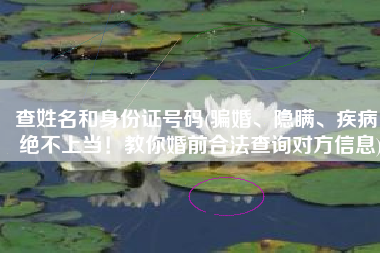 查姓名和身份证号码(骗婚、隐瞒、疾病，绝不上当！教你婚前合法查询对方信息)
