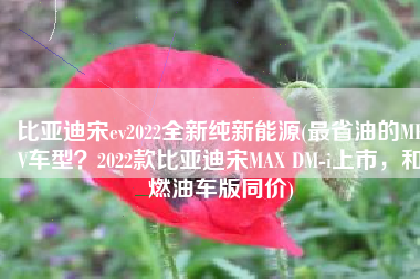 比亚迪宋ev2022全新纯新能源(最省油的MPV车型？2022款比亚迪宋MAX DM-i上市，和燃油车版同价)