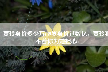 贾玲身价多少万(39岁身价过数亿，贾玲犯不着你为她担心)