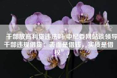 干部放高利贷违法吗(中纪委网站谈领导干部违规借贷：表面是借钱，实质是借“权”)