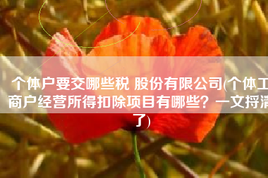 个体户要交哪些税 股份有限公司(个体工商户经营所得扣除项目有哪些？一文捋清了)
