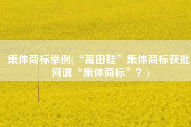 集体商标举例(“莆田鞋”集体商标获批，何谓“集体商标”？)