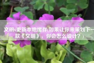 文明6更新本地缓存(如果让你来策划下一款《文明》，你会怎么设计？)