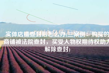 实体店铺查封后怎么办(三案例：购买的商铺被法院查封，买受人物权期待权助力解除查封)