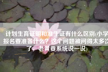 计划生育证明和准生证有什么区别(小学报名要准备什么？这个问题被问得太多次了，老黄要系统说一说)