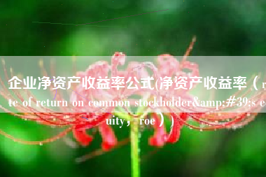 企业净资产收益率公式(净资产收益率（rate of return on common stockholder's equity，roe）)