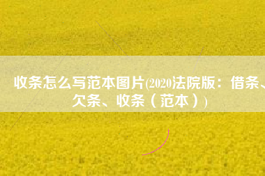 收条怎么写范本图片(2020法院版：借条、欠条、收条（范本）)
