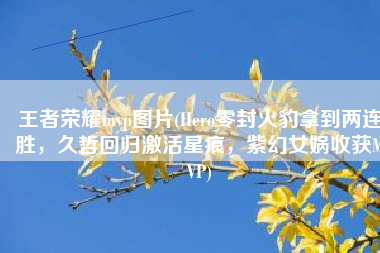 王者荣耀mvp图片(Hero零封火豹拿到两连胜，久哲回归激活星痕，紫幻女娲收获MVP)