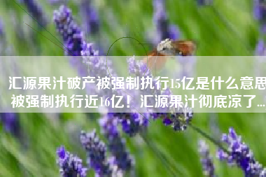 汇源果汁破产被强制执行15亿是什么意思(被强制执行近16亿！汇源果汁彻底凉了...)