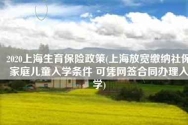 2020上海生育保险政策(上海放宽缴纳社保家庭儿童入学条件 可凭网签合同办理入学)