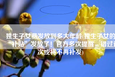 独生子女费发放到多大年龄(独生子女的“补贴”发放了！官方多次提醒，错过这次或将不再补发)
