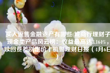 买入返售金融资产有哪些(城商行理财子现金类产品风云榜：收益最高达3.164%，赎回费差别定价丨机警理财日报（4月6日）)