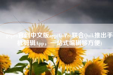 gopro官网中文版app(GoPro联合Quik推出手机剪辑App，一站式编辑够方便)