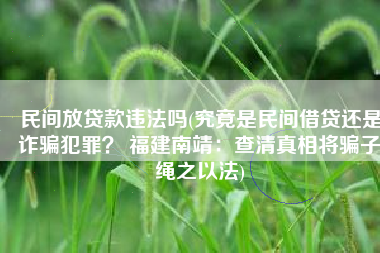 民间放贷款违法吗(究竟是民间借贷还是诈骗犯罪？ 福建南靖：查清真相将骗子绳之以法)