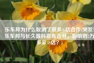 乐车邦为什么取消了很多4s店合作(突发！乐车邦与长久数科宣布合并，影响到2万多家4S店？)