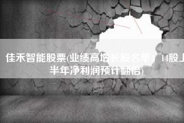 佳禾智能股票(业绩高增长股名单：14股上半年净利润预计翻倍)