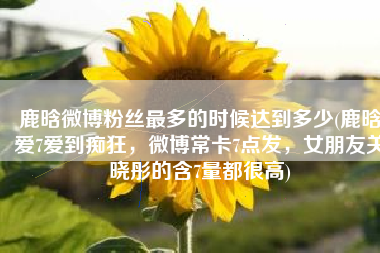 鹿晗微博粉丝最多的时候达到多少(鹿晗爱7爱到痴狂，微博常卡7点发，女朋友关晓彤的含7量都很高)