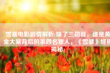 雪暴电影剧情解析(除了三劫匪，谁是黄金大案背后的第四名罪人，《雪暴》终极揭秘)