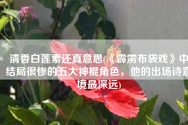 清香白莲素还真意思(《霹雳布袋戏》中结局很惨的五大神棍角色，他的出场诗意境最深远)