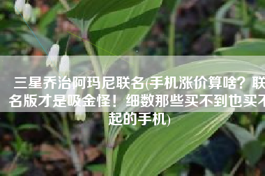 三星乔治阿玛尼联名(手机涨价算啥？联名版才是吸金怪！细数那些买不到也买不起的手机)