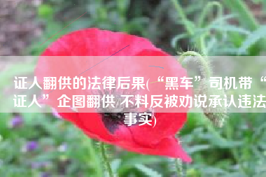 证人翻供的法律后果(“黑车”司机带“证人”企图翻供 不料反被劝说承认违法事实)