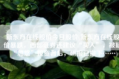 新东方在线股价今日股价(新东方在线股价暴跌，西部证券还建议“买入”，被疑“忽悠”投资者后，研报已撤下……)